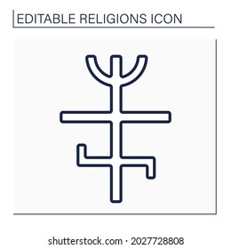 Candomble line icon. African diasporic religion.Veneration of spirits,orixas. Combined West Africa religion and christianity. Religion concept. Isolated vector illustration. Editable stroke