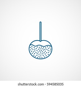 Candy Apple On Stick Blue Line Icon On White Background 