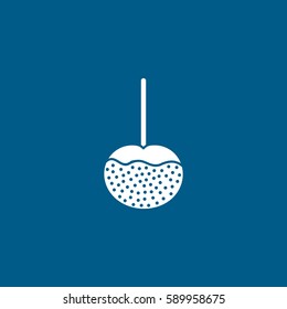 Candy Apple On Stick Flat Icon On Blue Background