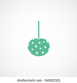 Candy Apple On Stick Green Flat Icon On White Background