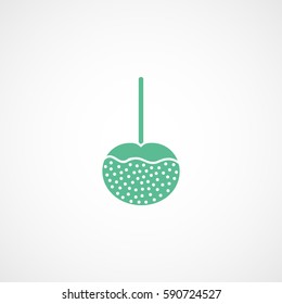 Candy Apple On Stick Green Flat Icon On White Background