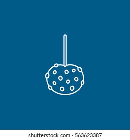 Candy Apple On Stick Line Icon On Blue Background