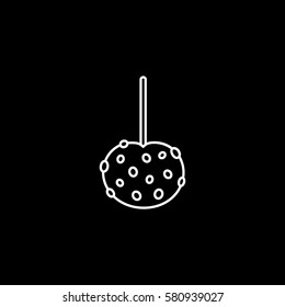 Candy Apple On Stick Line Icon On Black Background