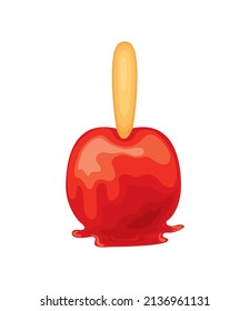 Candy Apple In Stick Cartoon Icon