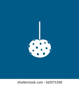 Candy Apple With Stick Flat Icon On Blue Background
