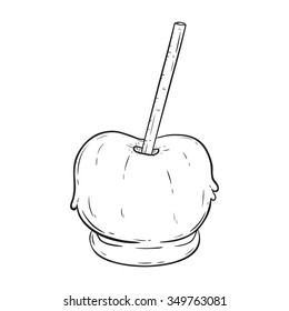 Candy Apple With Sweet Topping Using Sketchy Or Line Art Style