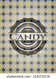 Candy arabesque emblem background. arabic decoration.