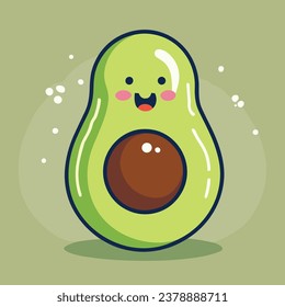 candy avocado icon and  Food for a healthy diet. Vector flat illustration with smiling face