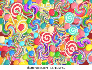 candy background. Mixed colorful abstarct sweet. 