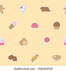 Candy background - Vector color seamless pattern of sweet food for graphic design
