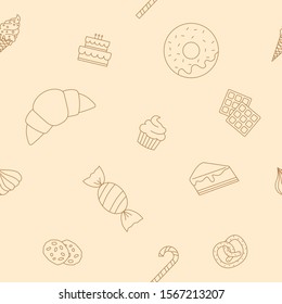 Candy background - Vector seamless pattern of sweet food for graphic design