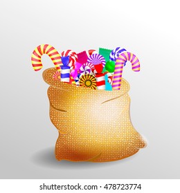 Candy in the bag. Background with sweets