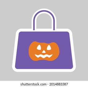 Candy bag halloween sticker. Vector illustration