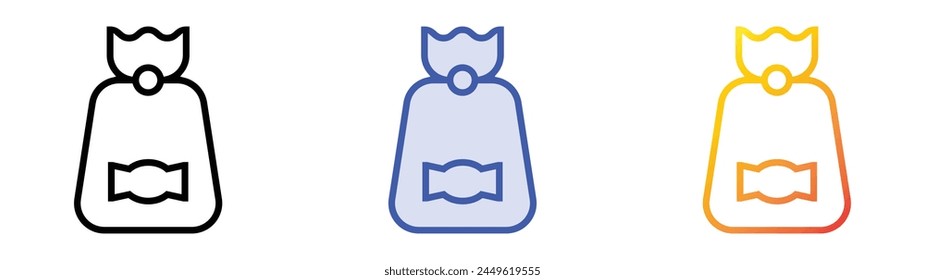 candy bag icon. Linear, Blue Fill and Gradient Style Design Isolated On White Background