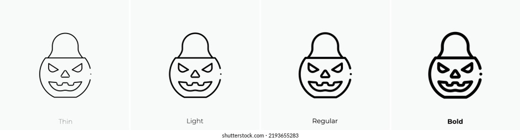 candy bag icon. Thin, Light Regular And Bold style design isolated on white background