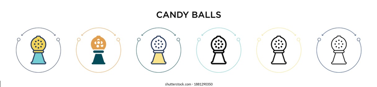 Candy balls icon in filled, thin line, outline and stroke style. Vector illustration of two colored and black candy balls vector icons designs can be used for mobile, ui, web