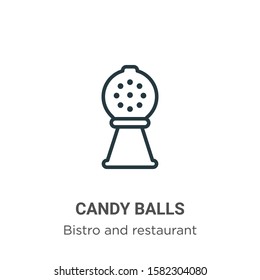 Candy balls outline vector icon. Thin line black candy balls icon, flat vector simple element illustration from editable bistro and restaurant concept isolated on white background