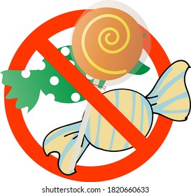 Marca de prohibición de caramelos para ilustraciones de caramelos