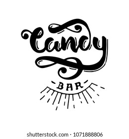 Candy bar handdrawn lettering on for web, mobile, logo, infographics, visualizations,  postcards,T-shirt printing, banner, poster, promotion, advertising signboard
