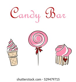 Candy bar icon Flat Design. Isolated Illustration. Sweets