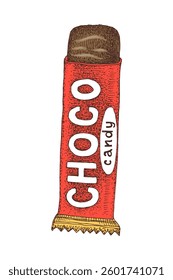 Candy bar packaging hand drawn vector