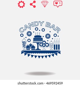 Candy bar vector icon on grey background.