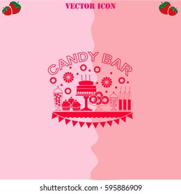 Candy bar vector  icon. Strawberry Background.