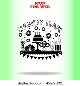 Candy bar web icon. Black illustration on white background