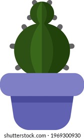 Cactus de barril de caramelo en una olla morada, ilustración de icono, vector sobre fondo blanco