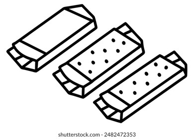 Candy Bars line art depicting dynamic confectionery linear style