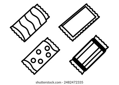 Candy Bars line art featuring sleek monoline chocolate designs