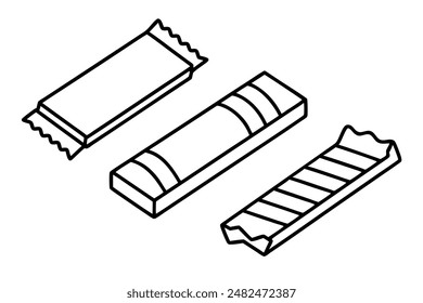 Candy Bars line art illustrating flowing artistic candy designs