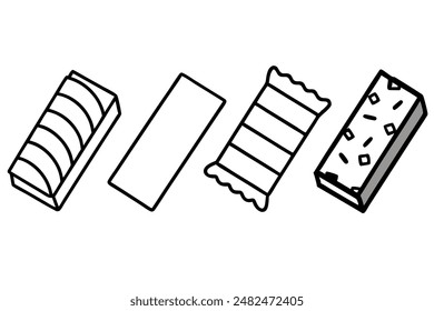 Candy Bars line art showing timeless dessert charm illustration