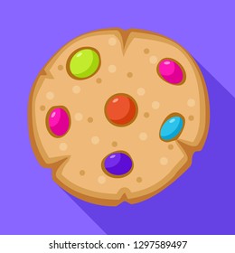 Candy bean on biscuit icon. Flat illustration of candy bean on biscuit vector icon for web design