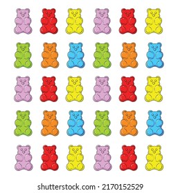 Candy Bear pattren background.  Perfect for practicing coloring, drawing, printing, wallpaper, prints, cards, etc.