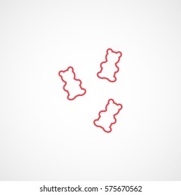 Candy Bears Red Line Icon On White Background