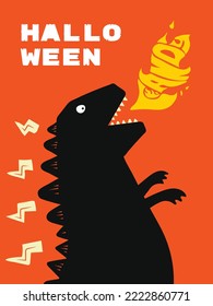 ¡Candy! Gran ilustración vectorial monstruo sobre fondo de color rojo para Halloween