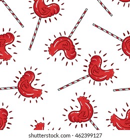 candy bird rooster chicken red pattern