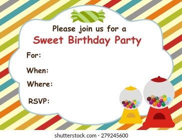 Candy birthday invitation