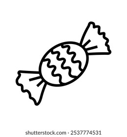 candy black line icon, sweets symbol, editable stroke vector design element