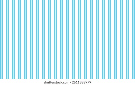 Candy blue straight lines seamless pattern, blue and white striped vertical lines, blue striped summer background pattern for fabric, textile, wrapping paper, banner, card, poster. 