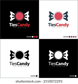 candy bowtie silhouette logo set template design