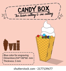 candy box for laser cutting and cnc cutting svg