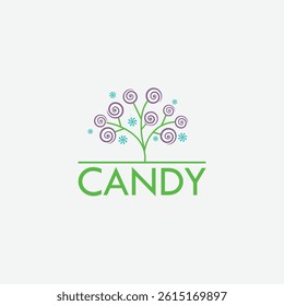 Candy Brand Logo with Swirl Tree Design - Sweet and Whimsical Identity