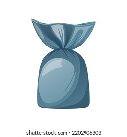 Candy in a bright blue wrapper. Cartoon vector illustration of sweet.