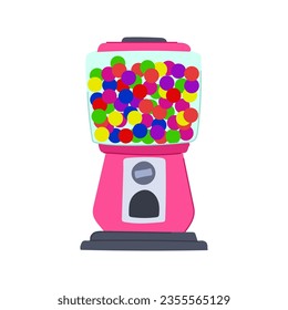caricatura de la máquina de bubblegum de caramelo. goma de bola, burbuja de vidrio, signo de máquina de burbujas de dulces para niños. ilustración vectorial de símbolo aislado