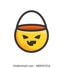 candy bucket flat and fill halloween icon 