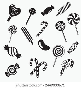 Candy Bundle, Candies, Cute Candies Shirt Design Png, Sweet Candy Clipart, Candy Silhouette, Lollipop, Vector Files for Cricut