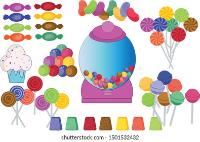 Candy bundle vector, lollipop group