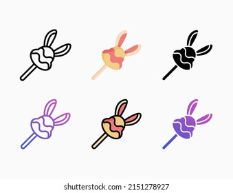 Candy Bunny icon set with line, outline, flat, filled, glyph, color, gradient. Editable stroke and pixel perfect. Can be used for digital product, presentation, print design and more.